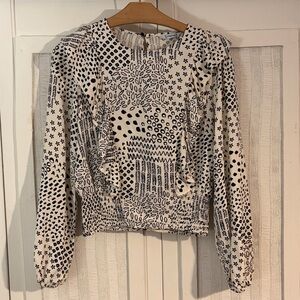 Mayoral White and black ruffle top size 12